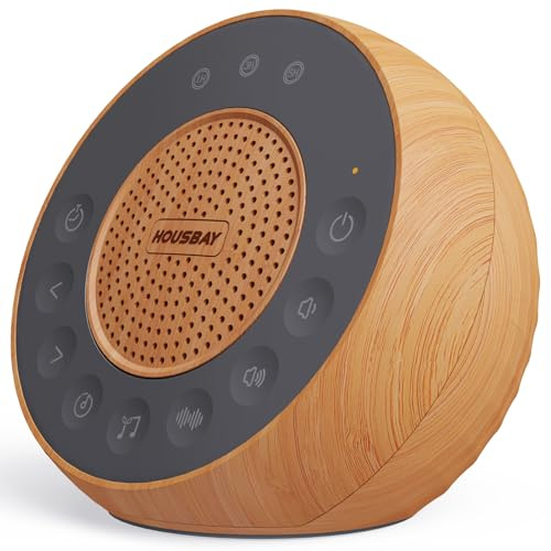 HOUSBAY Sound Machine White Noise for Sleep with Wood Grain | 31 Soothing Sounds, 5W Loud Stereo Sound, Auto-Off Timer, Adjustable Volume, Sleep Machine for Baby, Kid, Adult