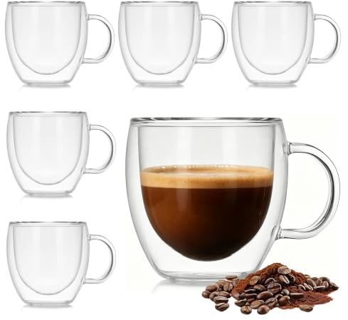 APLOS Espresso Gläser 6er Set,Espressotassen Mit Griff, 80ml, Isolierend
