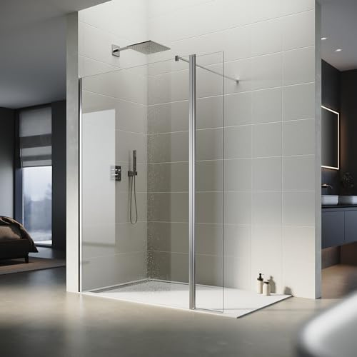 SONNI Duschwand 76x200 cm Walk in Dusche mit 30cm Seitenteil Duschtrennwand 8mm Easy-clean Nano Glas Duschabtrennung