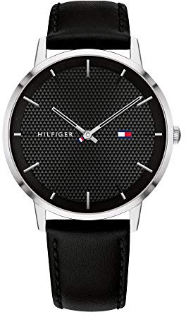 Tommy Hilfiger Analog Quarzuhr für Herren mit Schwarzes Lederarmband - 1791651