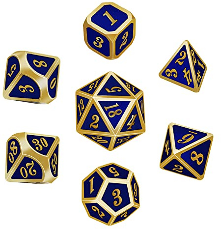 Sweetone Dés Polyédriques en Métal, 7 Pièces Dés Jeu de Role pour Donjons et Dragons, Dés JDR D&D Dice Set DND RPG Dés MTG Double Couleurs pour Jeux de Rôle Jeux de Table