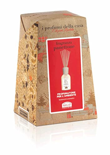 Helan, Panettone, Profumatore per Ambienti dalla Dolce Fragranza Panettone - Profumo Ambiente con Bastoncini per Diffusori, con Note di Cedro Candito, Rum e Cannella, 250 ml - Idee Regalo per Natale