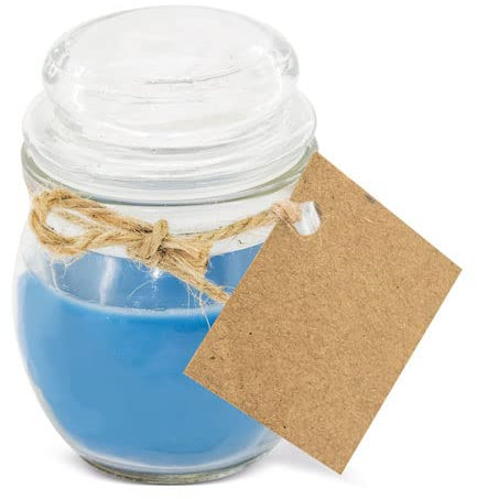 DISOK - Lote 25 Velas Aromáticas en Tarro de Cristal. Velas para poder regalar en bodas, bautizos y comuniones. Decoración con velas. (Azul)