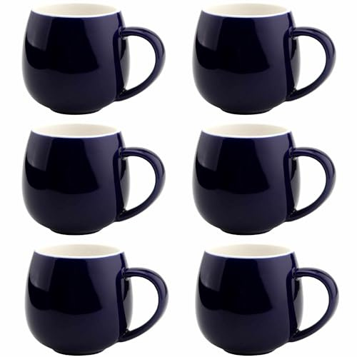 superyes Navy Blue Coffee Mugs Set of 6 for Latte Cappuccino Cup Ice Cream Hot Chocolate 12oz