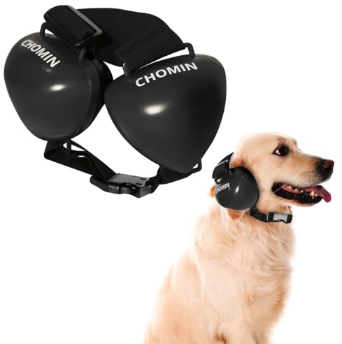 CHOMIN Cuffie antirumore per cani, 29 dB NRR, cuffie per cani con cancellazione del rumore, tappi per le orecchie per cani, protezione dell'udito da tuoni, aspirapolvere, fuochi d'artificio (nero, S)