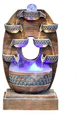 Fontana da interni Feng Shui Fontana da tavolo da tavolo da tavolo con luce serena dell'acqua della luce della fontana del rilassamento interno perfetta for il soggiorno o lo spazio ufficio Home Fonta