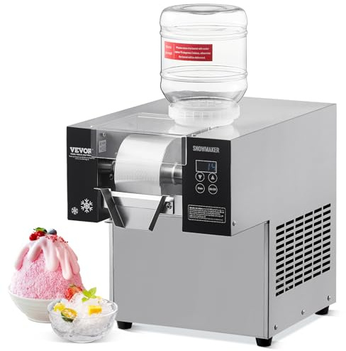 VEVOR Macchina per Ghiaccio a Fiocchi di Neve Commerciale, 80 kg/24 Ore, Macchina per Ghiaccio Tritato in Acciaio Inox, Sistema di Raffreddamento ad Aria per Dissipazione Calore, per Panetteria, Bar