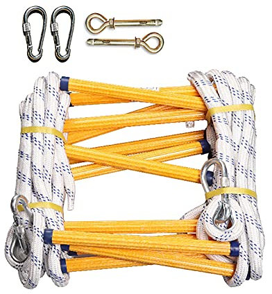 Flame Resistant Safety Rope Ladder, Sturdy Fire Escape Ladder, Rope Ladder, Fast To Deploy, Easy To Use, Easy To Store, for Home Safety, Outdoor Training,35m/114.82ft