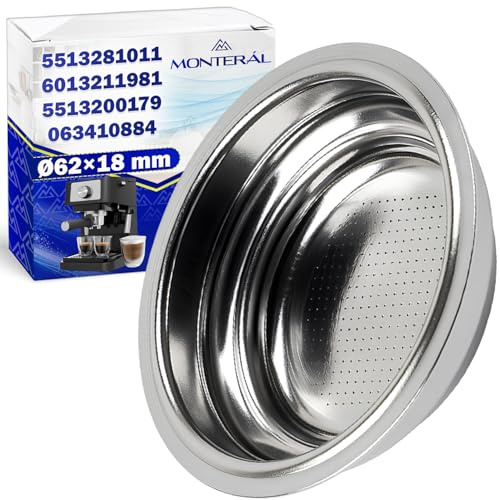 Filtri Caffe Ø 62x18 mm Filtro Caffe Adatto a Portafiltro con Codice Originale 5513281011 6013211981 5513200179 per DeLonghi 063410884 per Smeg - Garanzia di 10 Anni - MONTERAL