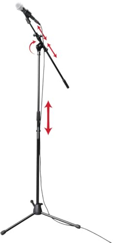 Gator Frameworks Rok-It Series Telescoping Tripod Mic Stand Adjustable with 32 to 62 Height and Extendable Boom Arm, Fully Collapsible for Convenient Travel (RI-MIC-1020)