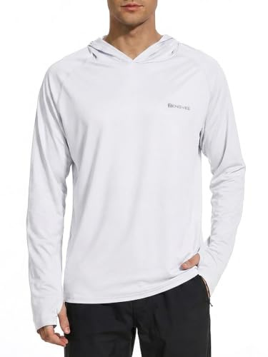 HUAKANG UV Shirt Herren Langarm UPF 50+ Sonnenschutz für Angeln Surfen | Schnelltrocknend Atmungsaktiv Elastisches Rashguard Kapuzenpullover UV Sonnenschutz Schwimmen Running
