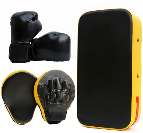 Vestamore Juego de boxeo para niños con almohadilla de boxeo, guantes de piel sintética para entrenamiento de artes marciales, equipo de boxeo juvenil