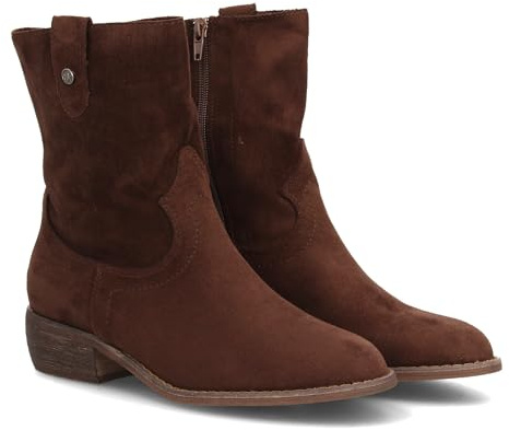 shoes&blues.es 97417 Botin de Tacon para Mujer, Comodos, con Punta Redonda, y Cierre de Cremallera, Otono Invierno Cafe Talla 39