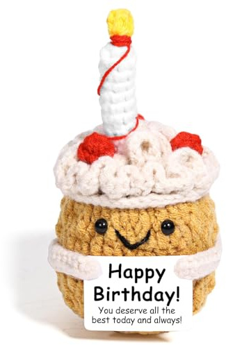 Sunwuun Positive Crochet Birthday Cake,Happy Birthday Gifts Cake Emotional Support Nuggets Unique Small Ideas Funny Decorations Gifts for Women Women Girl,Men,Boys,Friend,Colleagues