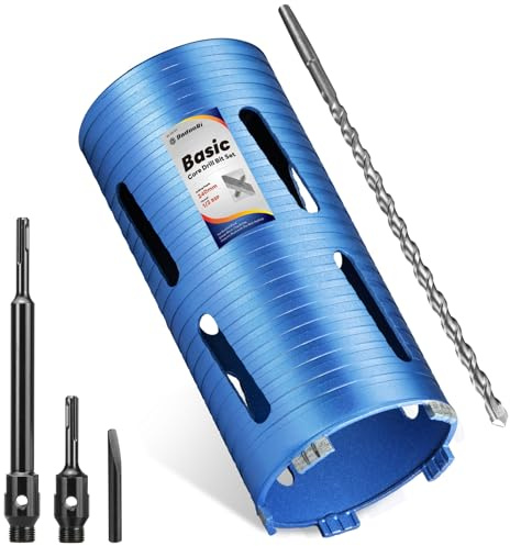 DaduoRi 116mm x 240mm Long Core Drill Bit Set with 240mm,110mm SDS Plus Adaptor & Centre Pilot Bit,Diamond Core Drill Set for Brick Block Masonry Stone,1/2 BSP Thread(For hole 115 mm)