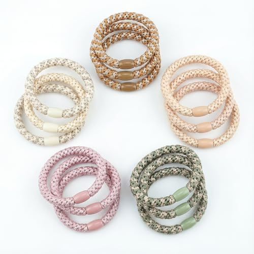 Haargummi Damen 15 Stück bunt | 15 Stück Haargummi Damen, elastisch, bunt, für dickes/lockiges Haar, Zopf & Pferdeschwanz.