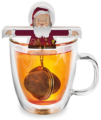 Donkey Products Uovo da Tè Hot Santa, Infusore a Forma di Uovo, Filtro da Tè, Setaccio, Acciaio Inox, Plastica, 200552