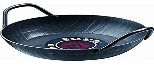 Turk - Padella in ferro battuto, diametro bordo 24 cm, diametro fondo 17,5 cm, altezza bordo 4,3 cm, con 2 manici