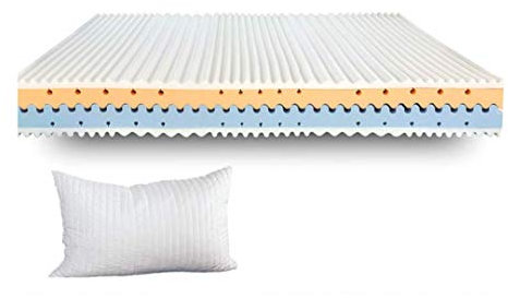 EVERGREENWEB - Orthopädische Matratze 80x200 cm aus Memory Foam 25 cm Hoch, 7 Zonen Massage-Effekt Härtegrad H2H3 Einzelbett, Silber-Faser Bezug an 3 Seiten Abnehmbar und Waschbar + Kissen KOSTENLOS