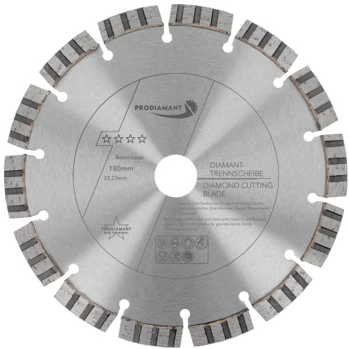 PRODIAMANT Premium Disque diamant pour béton laser 180 mm x 22,2 mm Disque diamant soudé au laser
