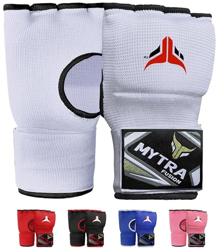Mytra Fusion Kids under boxningshandskar Gel vadderade boxningssjalar med 76 cm långa snabbkopplingsremmar, elastisk boxningsomslag för MMA, Muay Thai, kickboxning, stansning och kampsport (White)