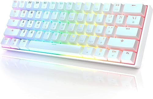 GK61 Mechanische Gaming-Tastatur – 61 Tasten RGB beleuchtete LED-Hintergrundbeleuchtung, PC/Mac Gamer (Gateron Optical Brown, Weiß)