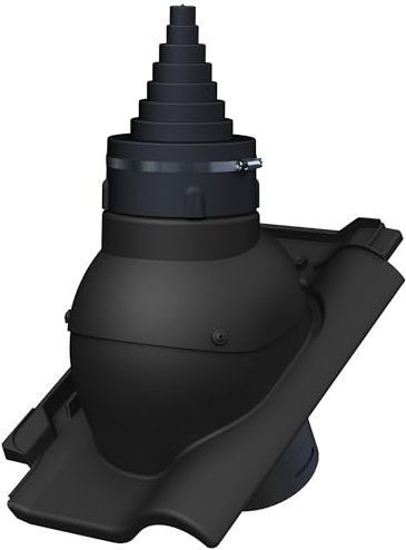 Dachdurchführung für Gerätemasten Ø19–90 mm – Braas - Rubin 13V Schwarz | Dachziegel, für TV-Antenne, Satellit, Blitzschutz, Kommunikation, Dachdurchgang mit EPDM-Dichtung, RAL 9005