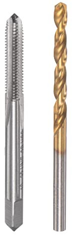 sourcing map 10-32 UNF Gewindebohrer gerade Nut 4,1mm Spiralbohrer Set titanbeschichtet 6542 Hochgeschwindigkeitsstahl Bohrer Maschinen Gewindebohrer