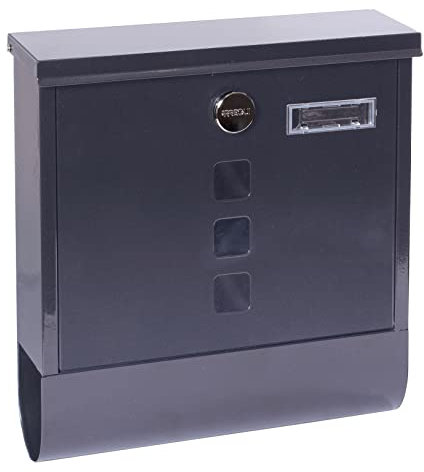 ARREGUI Chance E7005 Cassetta Postale in Acciaio con Portagiornali, Formato M (DIN A4), Cassetta della Posta con Serratura Coperta e Portanome, Facile de Montare, Grigio Antracite