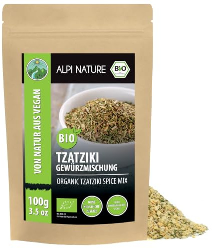 Alpi Nature Condimento BIO per Tzatziki 100g, Condimento Greco per Gyros, Tzatziki, Spalmabile