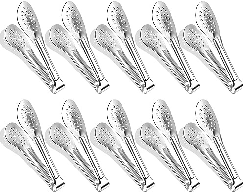 10PCS Serving Tongs, Small Kitchen Tongs,XEVOM Stainless Steel small Appetizer Tongs Mini Sugar Ice (5 Inch)