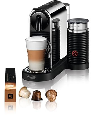 De'Longhi Nespresso CitiZ Platinum & Milk EN330.M, Kaffeemaschine, Kaffeekapsmaschine, 19 Bar Drücken, Heißer und Kalter Milchschaum mit Aeroccino3 inbegriffen, 1260W, Stahl