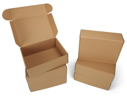 HORLIMER 6 Stück Versandkarton Flache Karton Box, 305x230x100 mm Mailer Boxen, Verpackungskartons aus Wellpappe für Warensendung, Geschenkbox, Faltkarton, Postkarton(Braun)