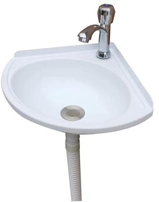 Lavello ad angolo Nessuna perforazione27.5X35X10CM I dispositivi di drenaggio in acciaio lavabo da parete rubinetto freddo delicato sui muri piccolo lavabo da bagno (27.5X35X11CM B)