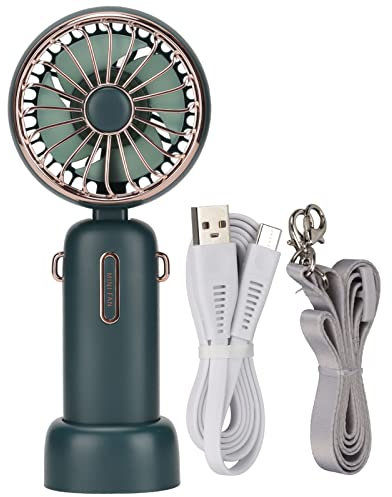 Sunicon Handventilator, 4800 mAh, leistungsstarker Handventilator, 3 Geschwindigkeiten, faltbar, verstellbar, Schreibtischventilator mit abnehmbarem Trageband für Büro, Outdoor, (Verde)