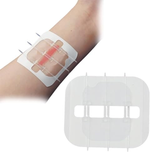 YXRRVING Pansement à glissière, bande de fermeture éclair, bande de suture rapide, pansement indolore pour réparation des plaies, 70mm x 60mm, 1 unité