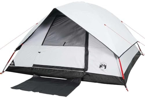 vidaXL Kuppel Familienzelt 6 Personen, Campingzelt mit Steckverbindungssystem, Wasserdicht Gartenzelt mit E-Anschluss, Kuppelzelt, Weiß Verdunkelt 185T Polyester