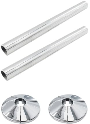 GSHLLO 2 Pcs Radiator Pipe Covers and 2 Pcs Pipe Collars Heating Pipe Hole Collars Silver Water Pipe Covers Chrome Pipe Sleeve for Pipe Decoration