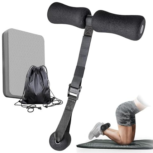 QYEZSOTL Beinbeugegurt, Rückentrainer für Zuhause, Sit-up-Trainingsgerät, geeignet für Bein-, Bauch-, Taillen- und Rückentraining, Sport-Fitnesszubehör mit 2 cm Knieschoner, Matte, Trainingsgerät