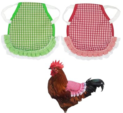 TUKEVA 2 Stück Hühnersattel geflügelschützer Hühnerschürze Hühnersattel Hühner zum Schutz hühnersättel für hühner für Huhn, Henne, Ente Oder Gans Für Geflügel Rücken Und Flügel Schützen(Rot ,Grün)