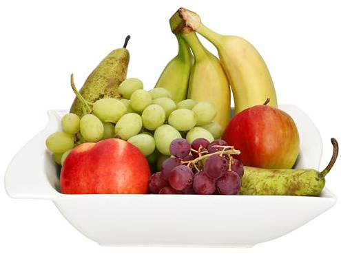 MamboCat Ivory Servierschale rechteckig I 1L I elfenbeinweiße große Porzellan-Schüssel für Obst, Kartoffeln, Beilagen, Gemüse, Dessert, Salat, Kekse & Co.