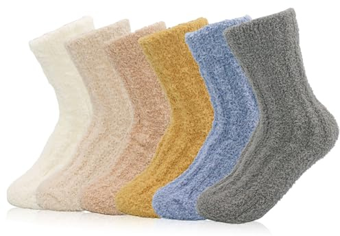 6 Paia di Calzini in Peluche da Donna - Calzini Morbidi e Comodi per Il Sonno, Calzini Caldi e Soffici per l'inverno a Casa