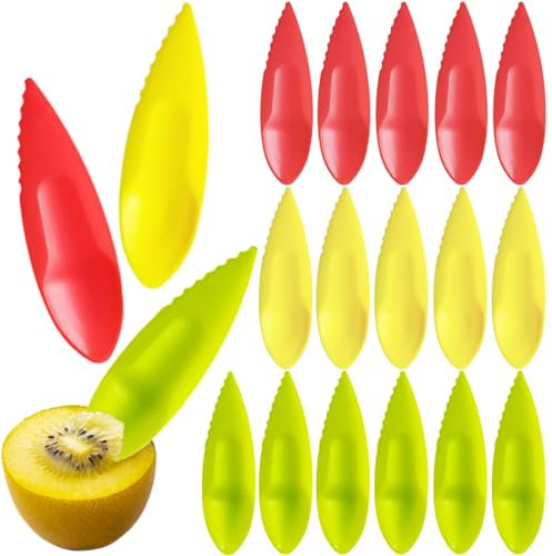 16 Stück Kiwi Kunststoff Löffel, Kiwilöffel Kiwi Messer Plastic Grapefruit Löffel Obst Peeler Cutter Spoon für Kiwis,Passionsfrüchte,Küche Zubehör(Gelb,Grün,Rot)
