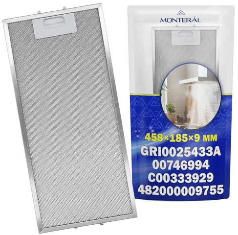 Filtro Metálico de Grasa para Campana Extractora 458x185x9 mm con Código Original 00746994 746994 para Bosch para Balay para Siemens GRI0025433A para Elica - MONTERAL
