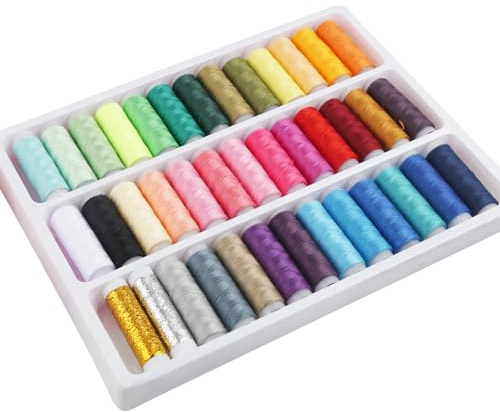 Businey Hand Sewing Thread with Needle and Threads Box, Sewing Machine Threads, 39 Mix Colors Cotton Thread Spools, Cotton Thread for Sewing for Sewing Machine