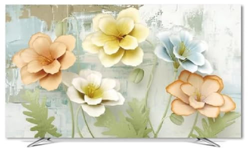 HSTANGKY Moderna Protezione Antipolvere per TV Elegante Copertura Stampata per Televisori Piatti/curvi Accessorio Decorativo per Interni-Flower||40-43inch