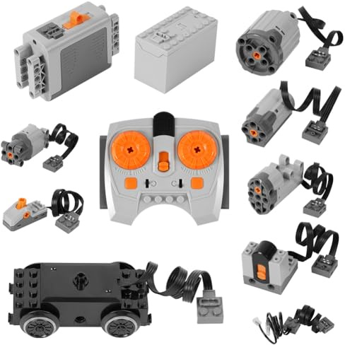 HOTUT Motor Power Function, 11-teiliges Elektrisch Spielzeug Motor, Technology Power Functions Set, mit Batteriebox, Kompatibel mit Technik Zug