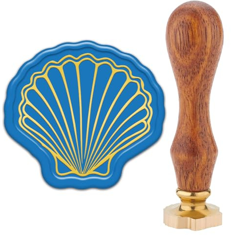 craspire Siegelstempel Aus Wachs Mit Muscheln Ozean Wachsstempel Sommerurlaub Strand Vintage Abnehmbarer Siegelkopf Aus Goldenem Messing Mit Holzgriff Für Geburtstagseinladungen Karten