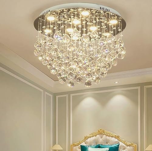 Wiyuer K9 Kristal Deckenleuchte Moderne Kronleuchter Deckenlampe Lampe GU10 Kristall-leuchten Klar Decke Licht für Flur Wohnzimmer Schlafzimmer 50 * 33cm