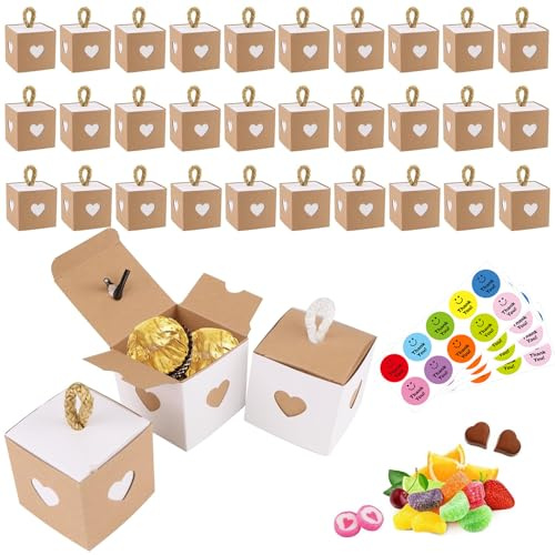 Aieraczy 30 Stück Geschenkbox Klein, Mini Geschenkschachtel mit Herz, Kleine Schachteln, Gastgeschenke Hochzeit, Geschenkverpackung Box für Geburtstag, Weihnachten, Babyparty